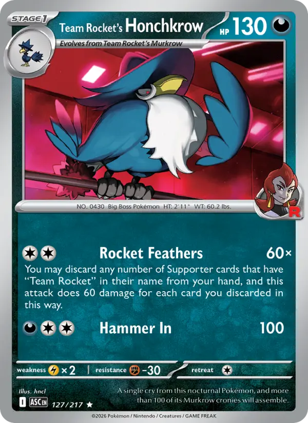 Team Rocket's Honchkrow #127