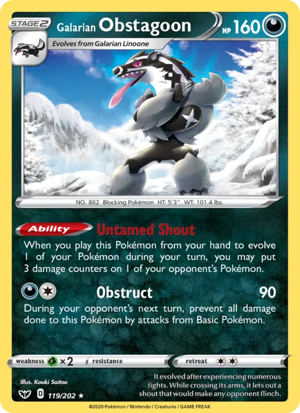 Galarian Obstagoon #119 — Sword & Shield