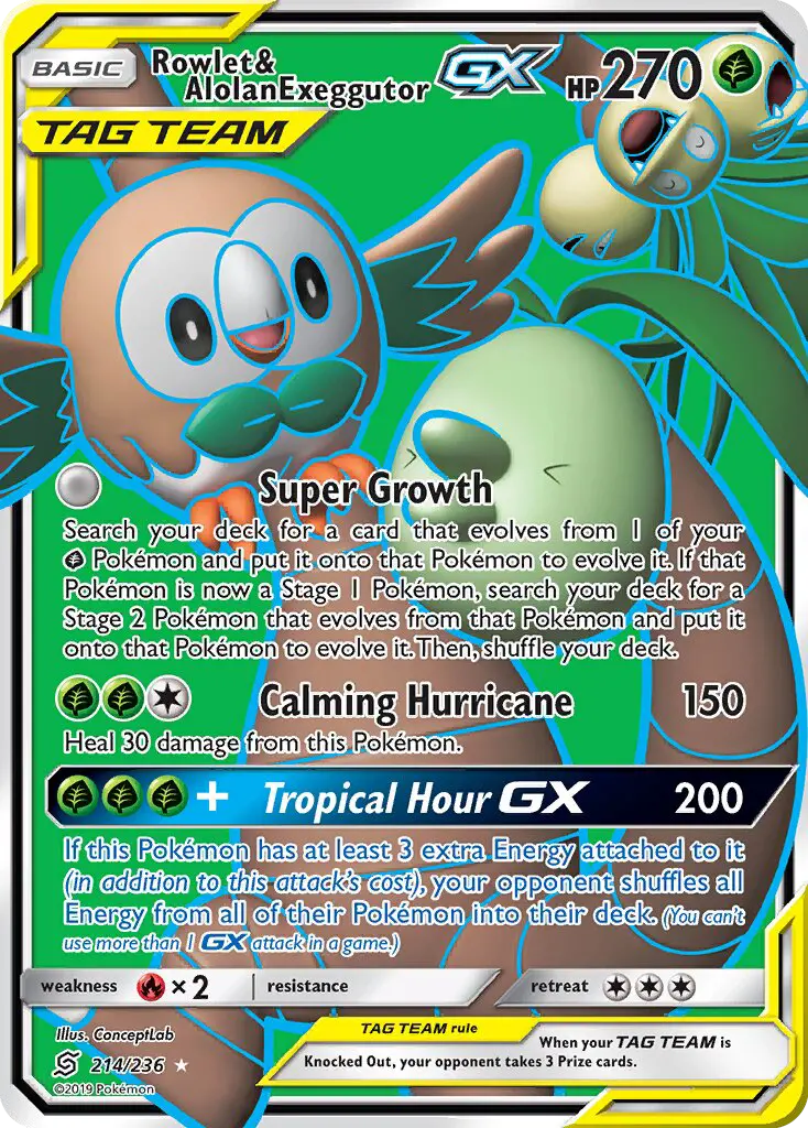 Rowlet & Alolan Exeggutor GX #214