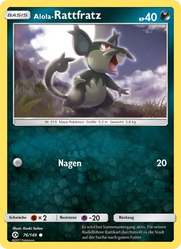 Alola-Rattfratz #76 — Sonne & Mond (Reverse Holo)