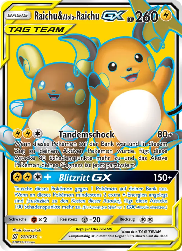 Raichu & Alola-Raichu GX #220
