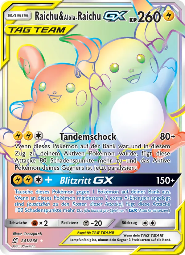 Raichu & Alola-Raichu GX #241