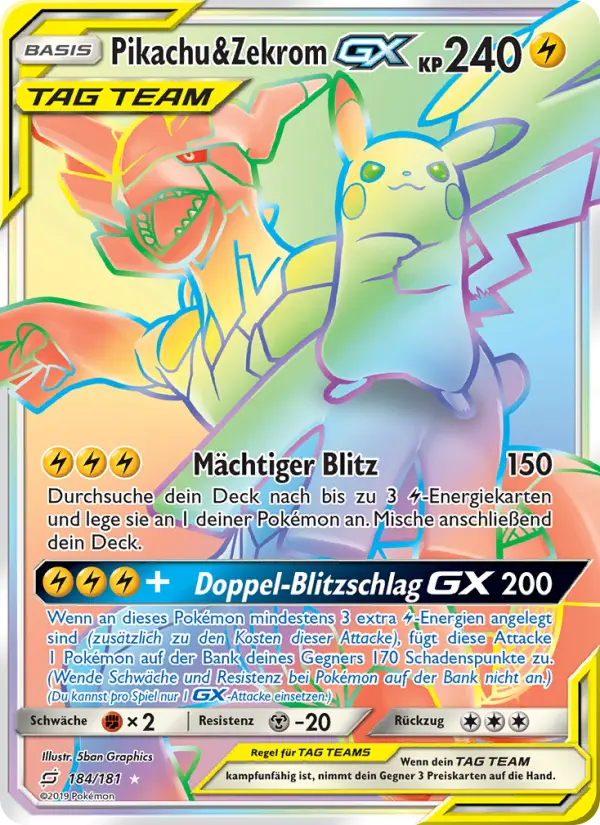 Pikachu & Zekrom GX #184