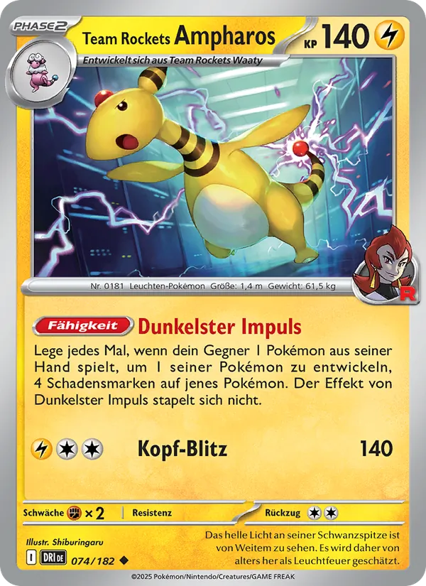 Team Rockets Ampharos #074
