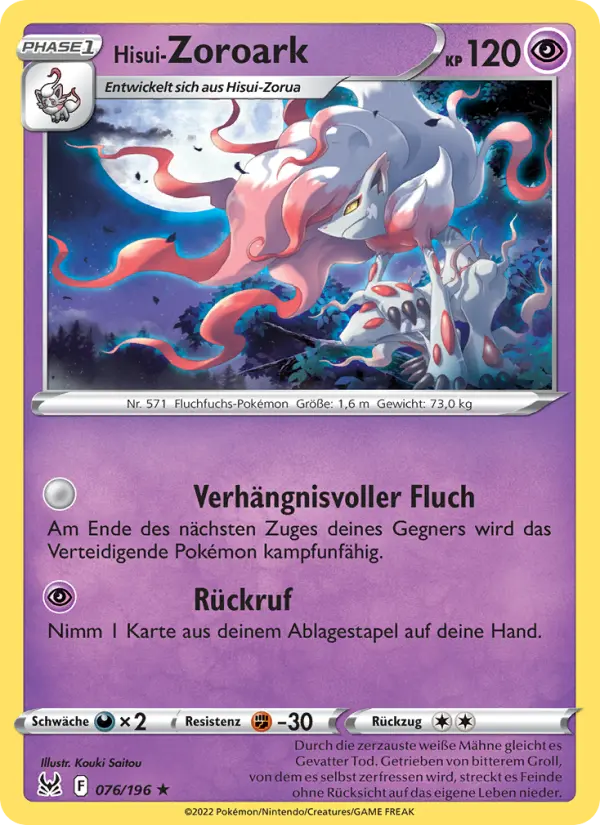 Hisui-Zoroark #076 — Verlorener Ursprung (Reverse Holo)