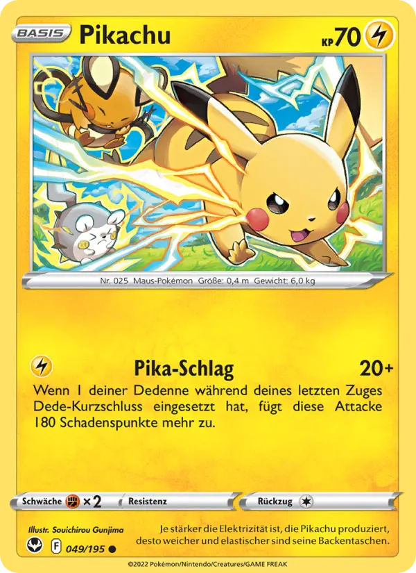 Pikachu #049 — Silberne Sturmwinde (Reverse Holo)