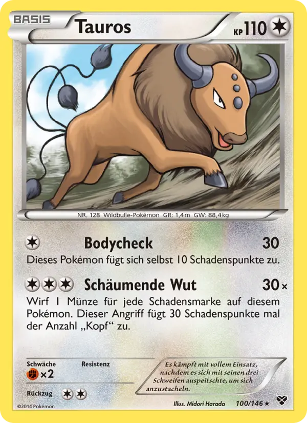 Tauros #100 — XY (Reverse Holo)