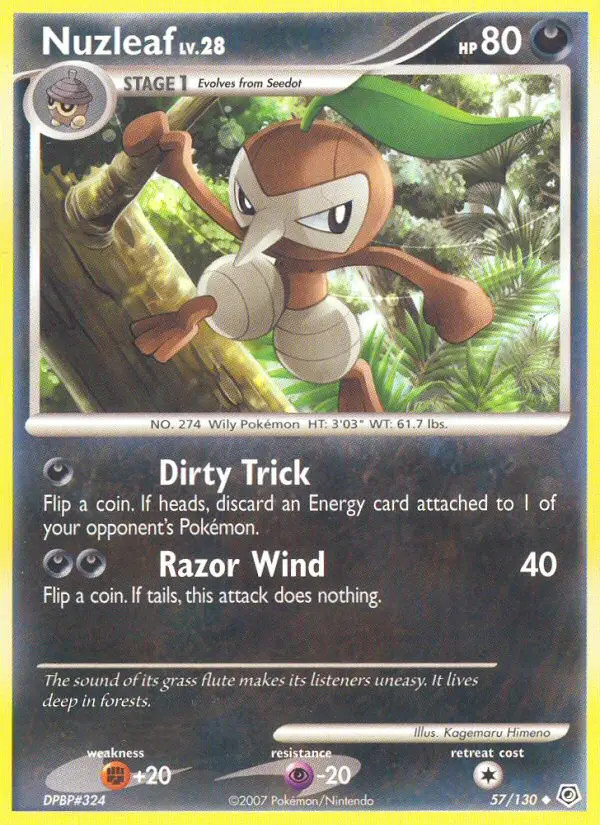 Nuzleaf Lv.28 #57 — Diamond & Pearl (Reverse Holo)