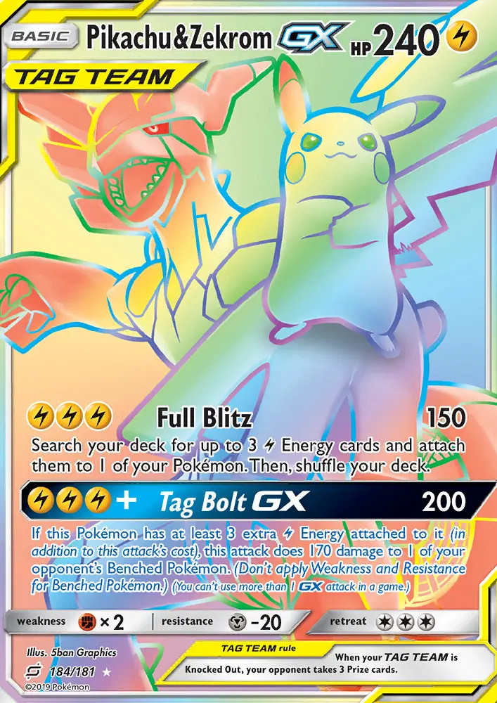 Pikachu & Zekrom GX #184