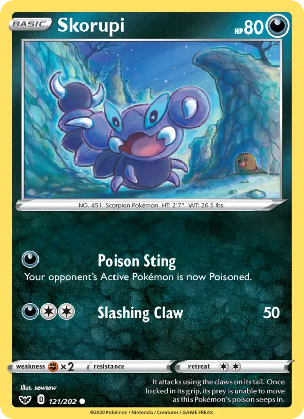 Skorupi #121 — Sword & Shield (Reverse Holo)