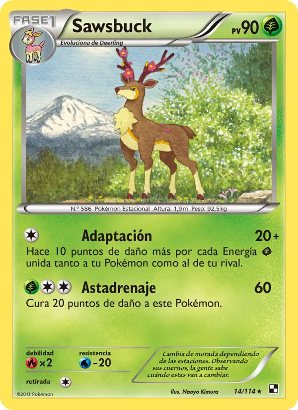 Sawsbuck #14 — Negro y Blanco (Reverse Holo)