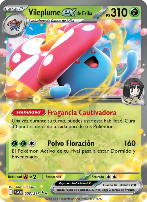 Vileplume ex de Erika #003 — Héroes Ascendentes