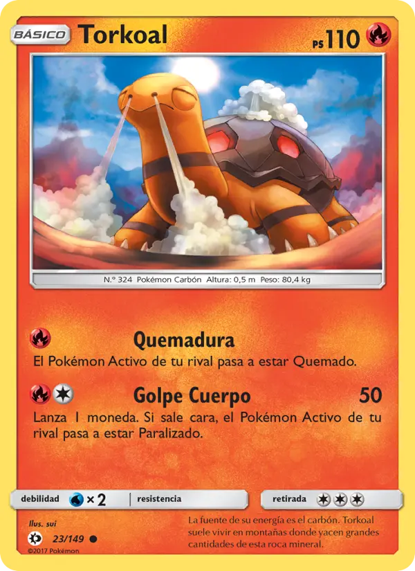 Torkoal #23 — Sol y Luna (Reverse Holo)