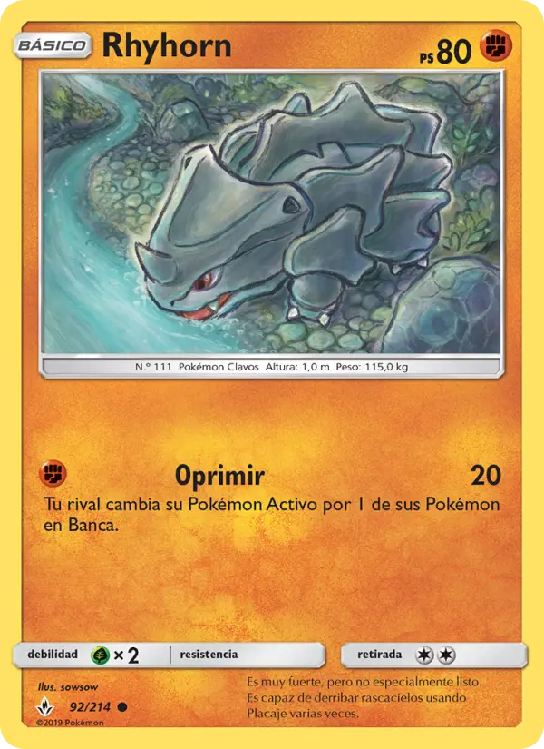 Rhyhorn #92 — Vínculos Indestructibles (Reverse Holo)