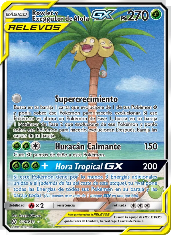 Rowlet y Exeggutor de Alola GX #215