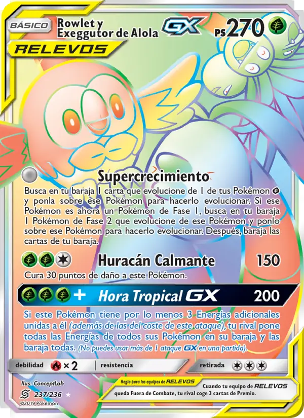 Rowlet y Exeggutor de Alola GX #237