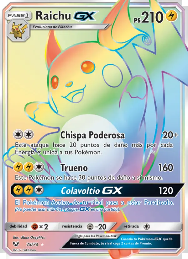 Raichu GX #75 — Leyendas Luminosas