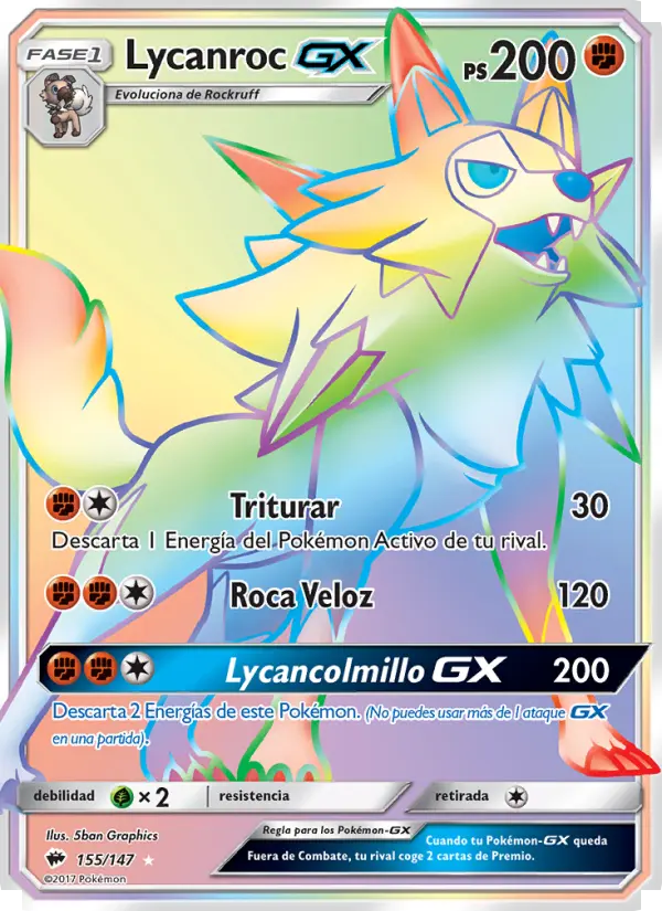 Lycanroc GX #155 — Sombras Ardientes
