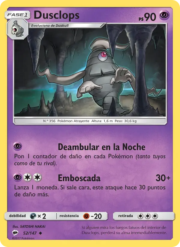 Dusclops #52 — Sombras Ardientes (Reverse Holo)