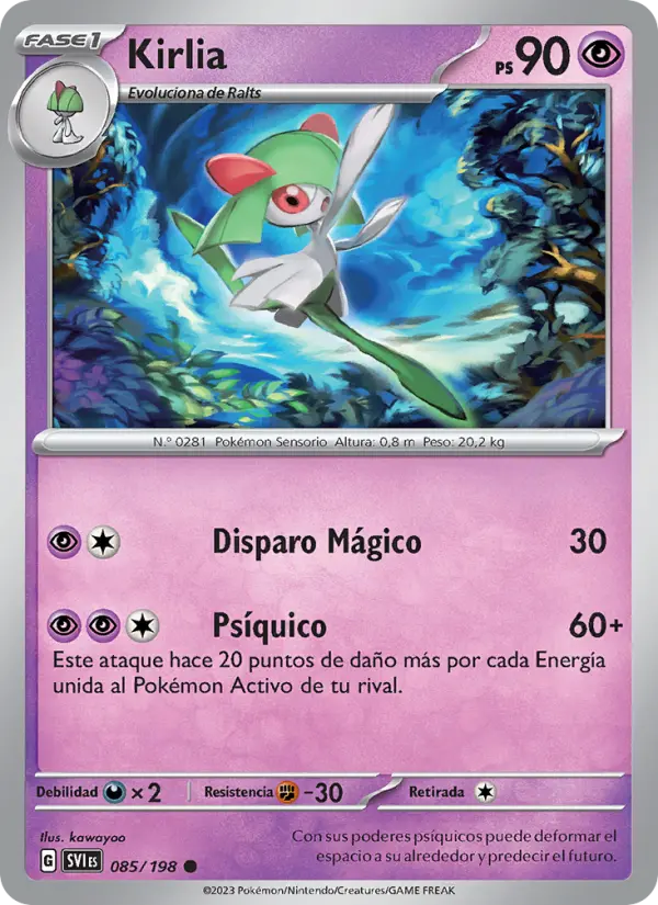 Kirlia #085 — Escarlata y Púrpura (Reverse Holo)