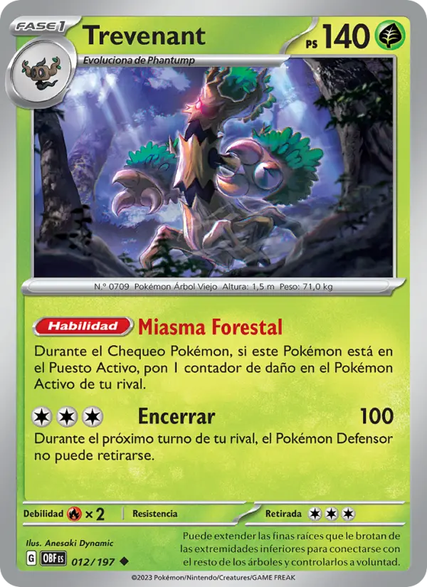 Trevenant #012 — Llamas Obsidianas (Reverse Holo)
