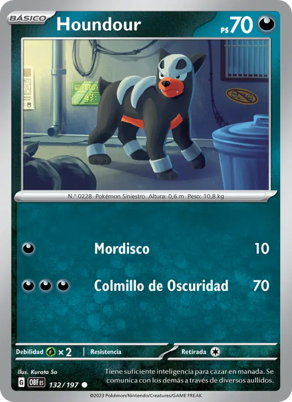 Houndour #132 — Llamas Obsidianas (Reverse Holo)
