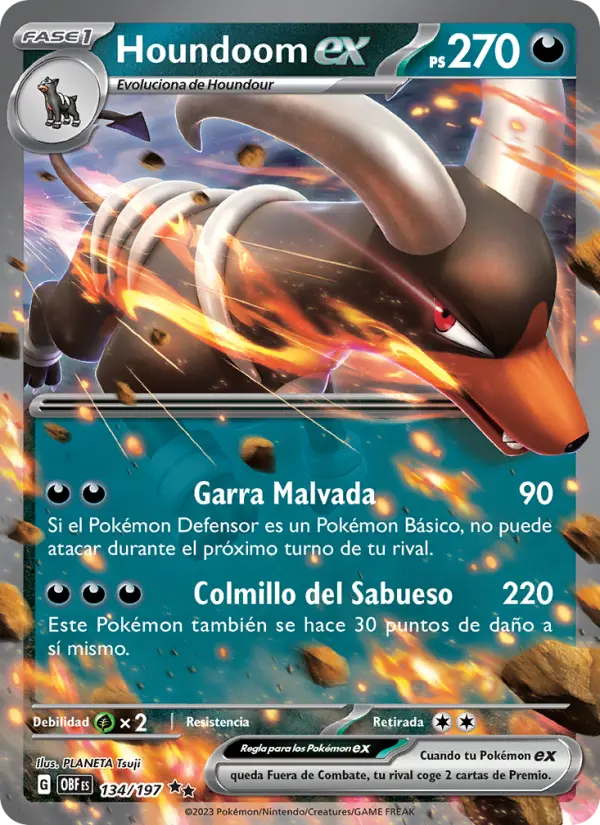 Houndoom ex #134 — Llamas Obsidianas