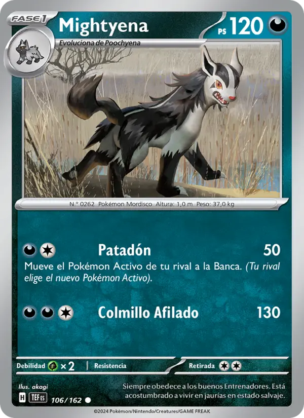 Mightyena #106 — Fuerzas Temporales (Reverse Holo)