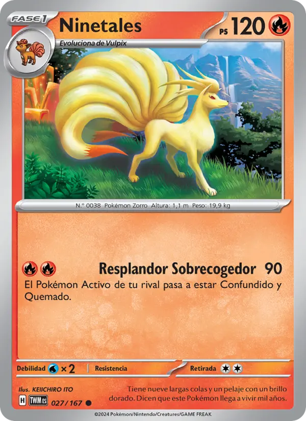 Ninetales #027 — Mascarada Crepuscular (Reverse Holo)