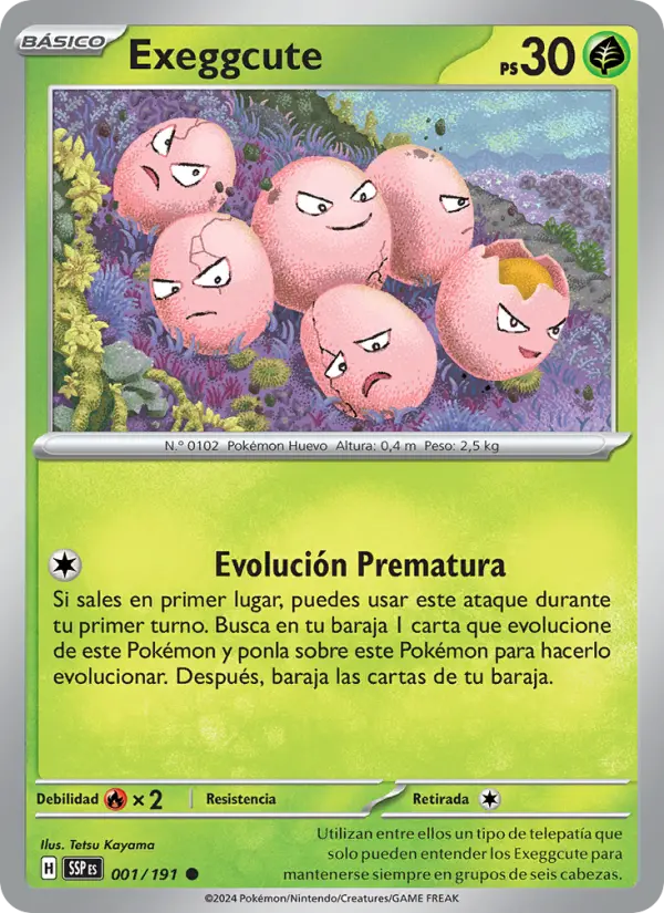 Exeggcute #001 — Chispas Fulgurantes (Reverse Holo)