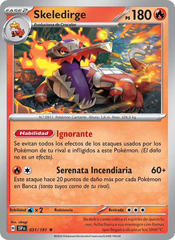 Skeledirge #031 — Chispas Fulgurantes (Reverse Holo)