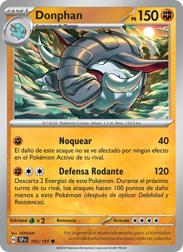 Donphan #103 — Chispas Fulgurantes (Reverse Holo)