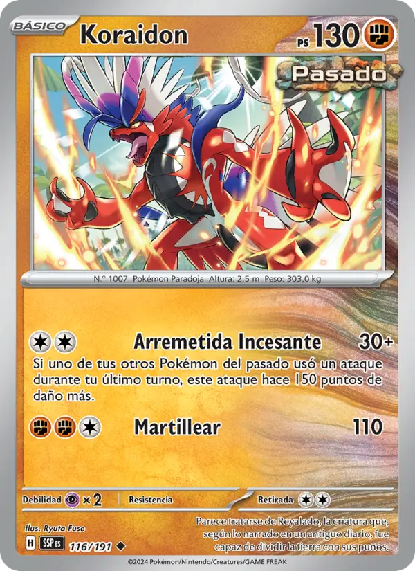 Koraidon #116 — Chispas Fulgurantes (Reverse Holo)