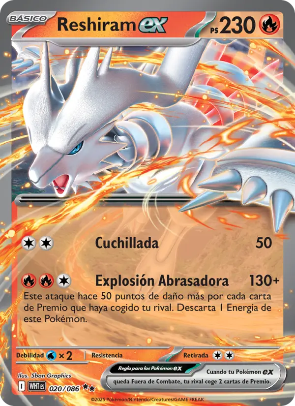 Reshiram ex #020 — Llama Blanca