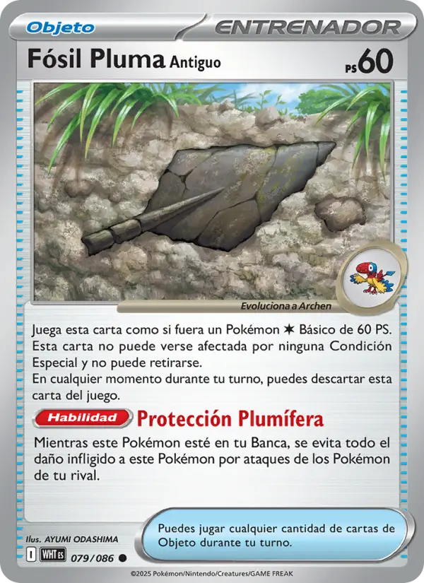 Fósil Pluma Antiguo #079 — Llama Blanca