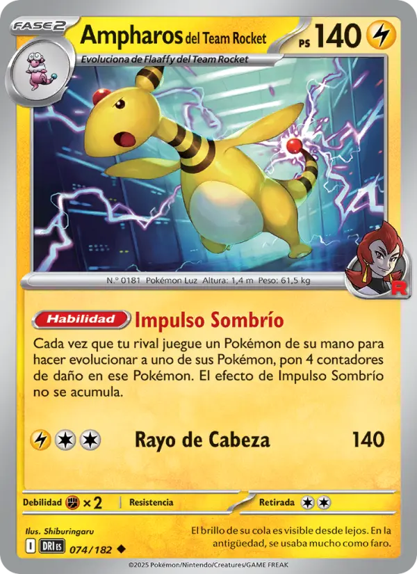 Ampharos del Team Rocket #074 — Rivales Predestinados