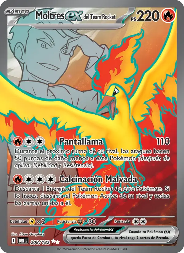 Moltres ex del Team Rocket #208