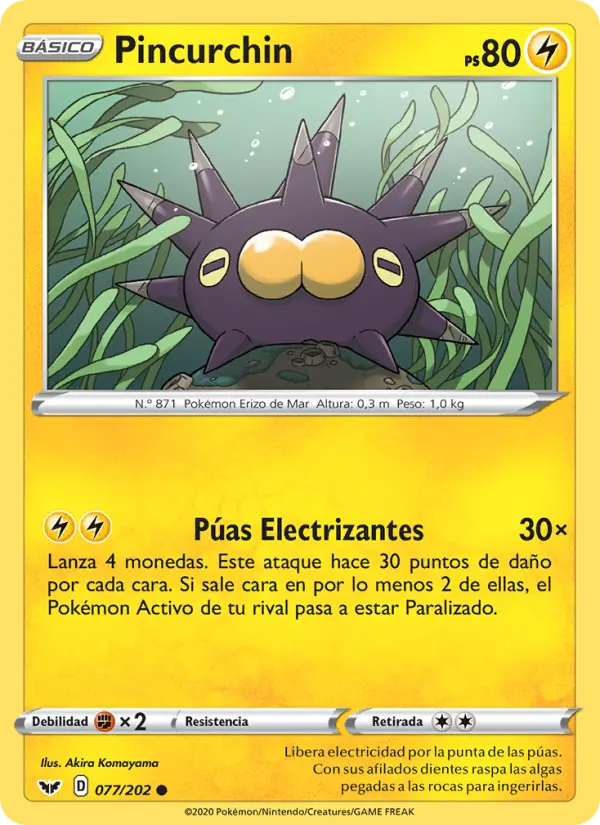 Pincurchin #77 — Espada y Escudo (Reverse Holo)