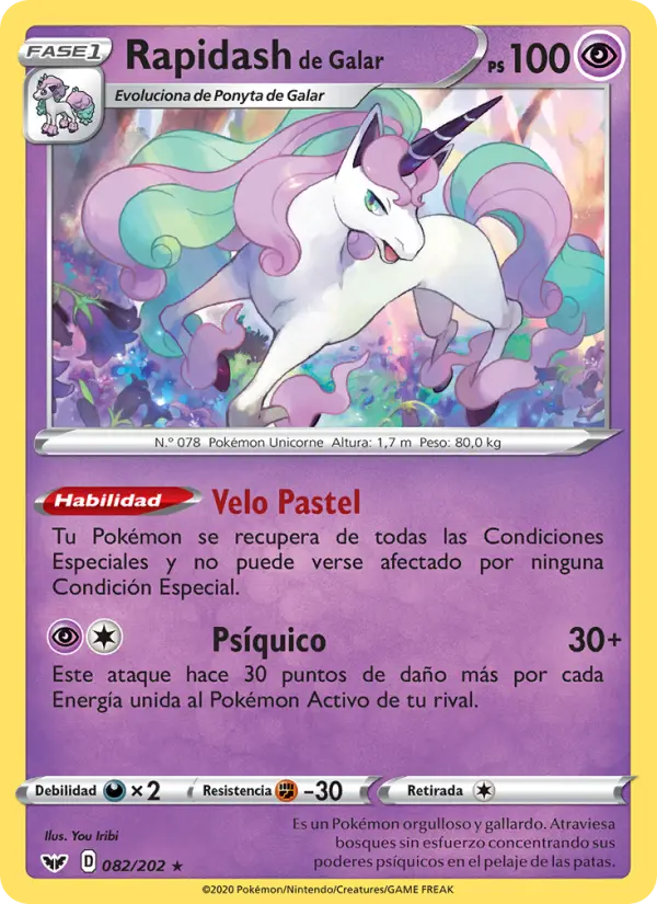 Rapidash de Galar #82 — Espada y Escudo (Reverse Holo)