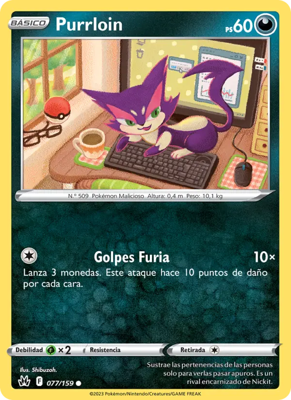 Purrloin #077 — Cenit Supremo (Reverse Holo)