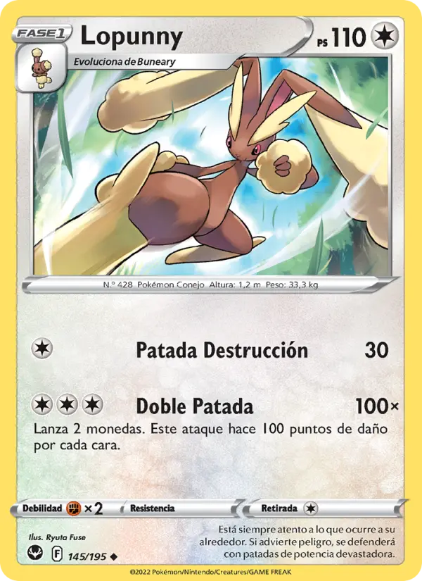 Lopunny #145 — Tempestad Plateada (Reverse Holo)