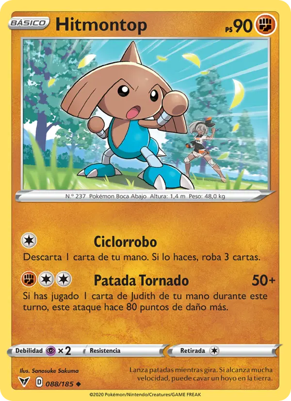 Hitmontop #88 — Voltaje Vívido (Reverse Holo)