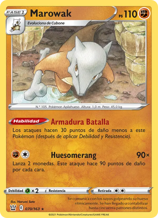 Marowak #70 — Estilos de Combate (Reverse Holo)