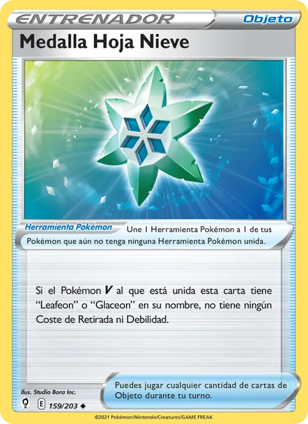 Medalla Hoja Nieve #159 — Cielos Evolutivos (Reverse Holo)