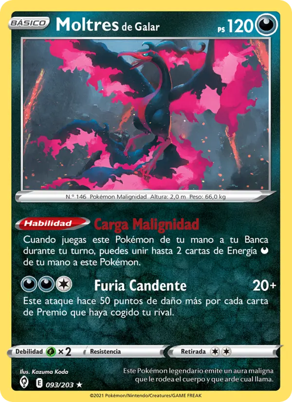 Moltres de Galar #093 — Cielos Evolutivos (Reverse Holo)