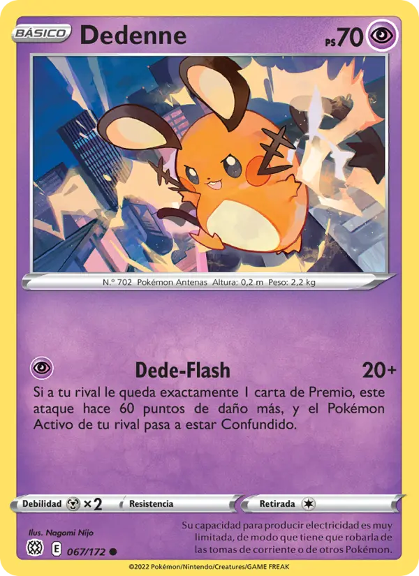 Dedenne #067 — Astros Brillantes (Reverse Holo)