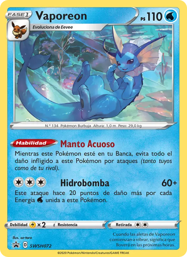 Vaporeon #072 — Cartas de promoción ESES