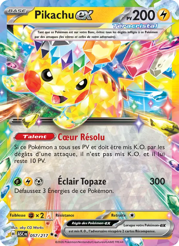 Pikachu ex #057 — Héros Transcendants