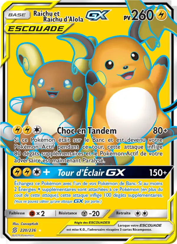 Raichu et Raichu d’Alola GX #220