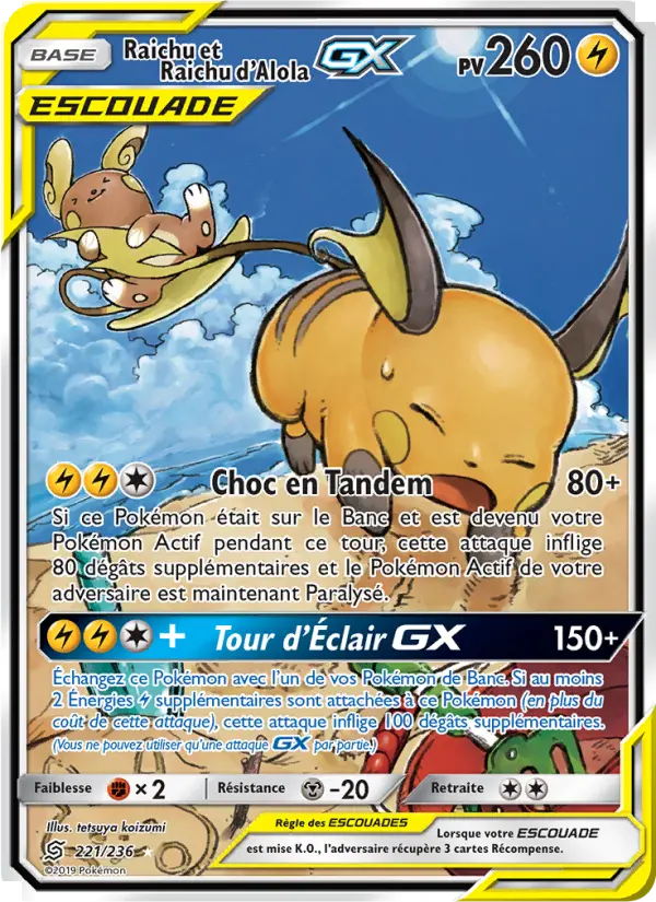 Raichu et Raichu d’Alola GX #221